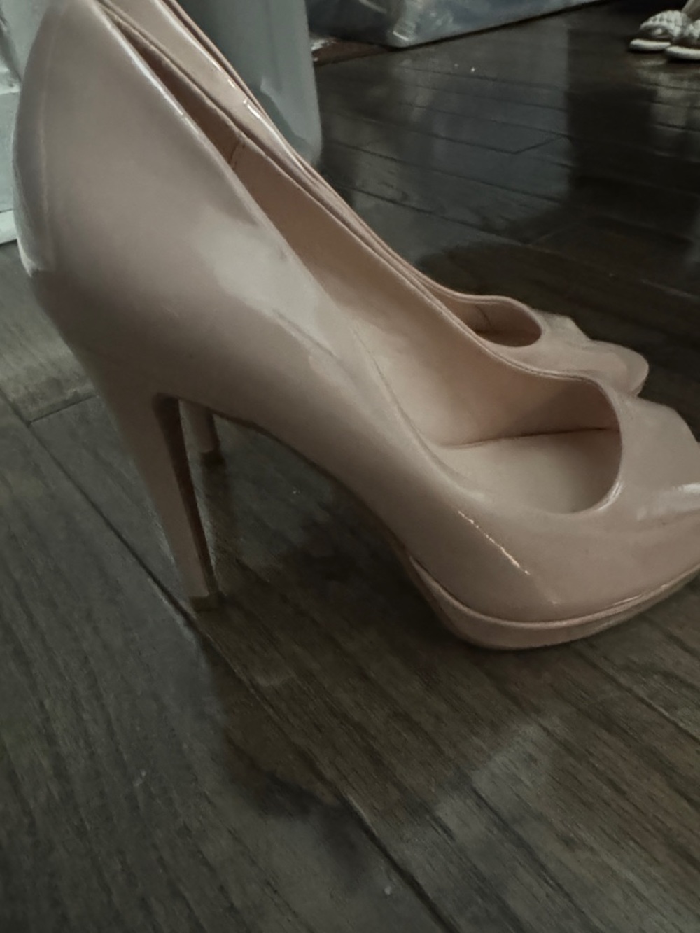 Chinese Laundry Nude Patent Peep-Toe Platform Heels